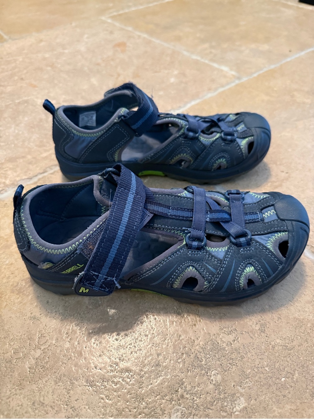Merrell Hydro Hiker Sandals Navy and Green Boys Size 4